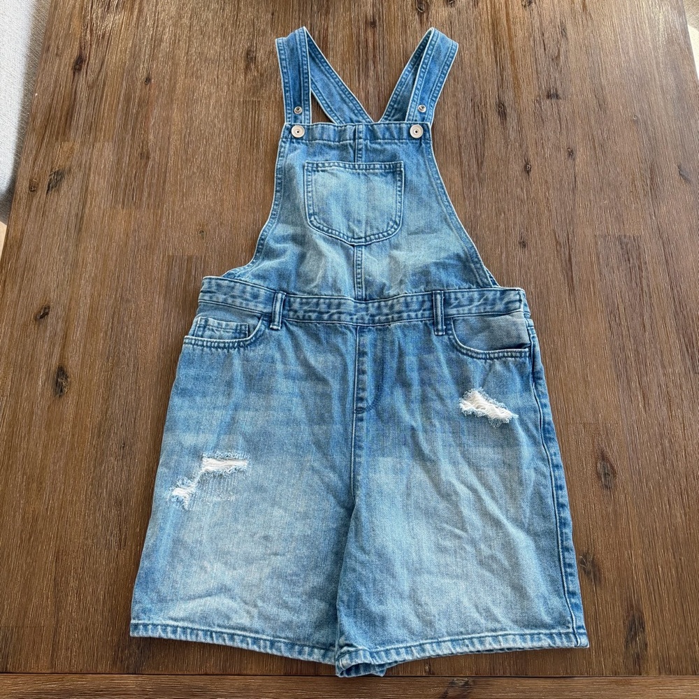 3/27$ Kids Blue Denim Jean Shortalls Short Overalls size 12